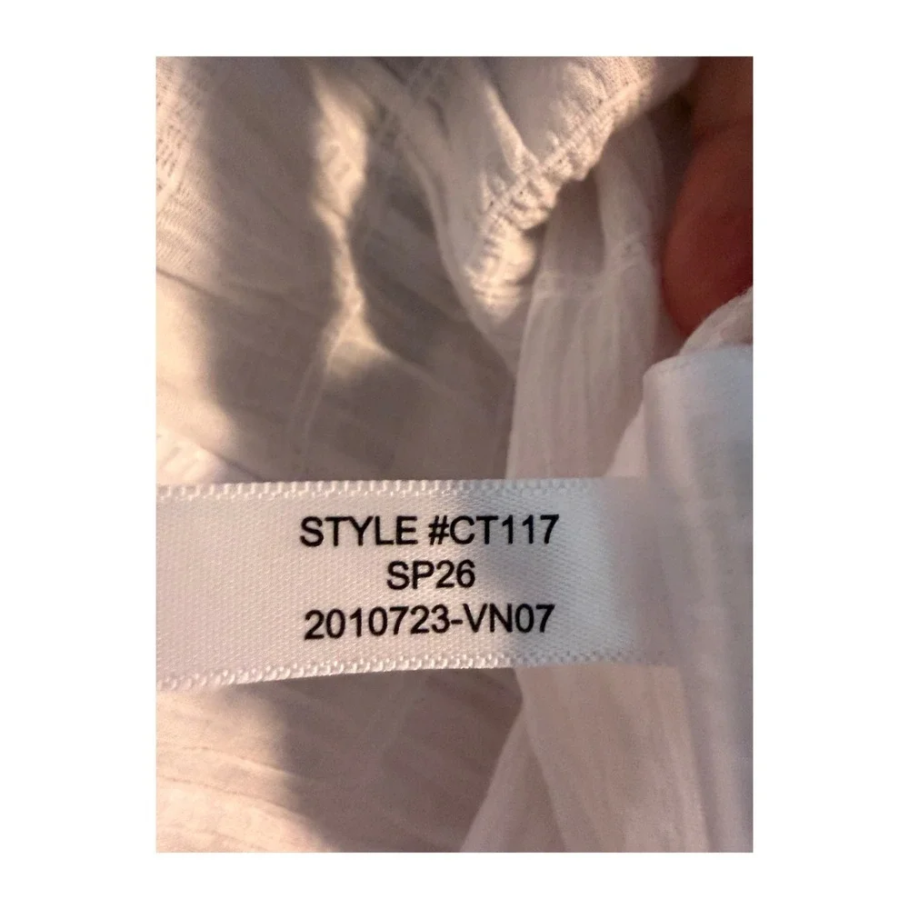 J. Crew Tie Front Popover Top White Seersucker Long Sleeve S